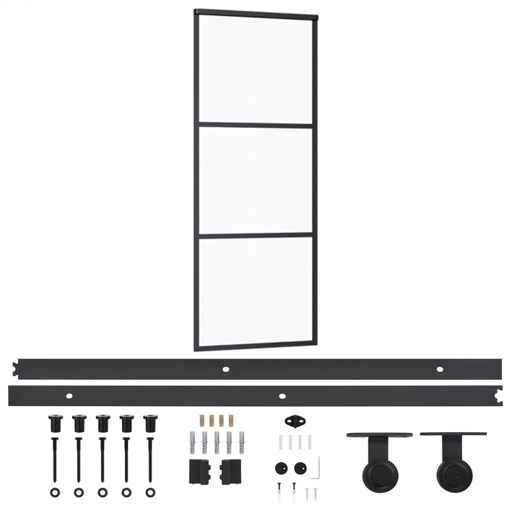 vidaXL Sliding Door with Hardware Set ESG Glass&Aluminium 76x205 cm