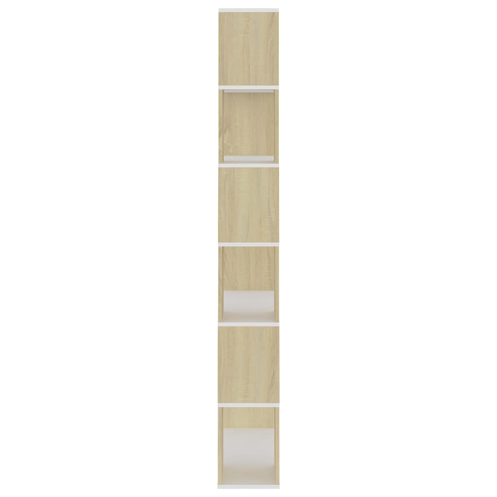 vidaXL Book Cabinet Room Divider White and Sonoma Oak 80x24x186 cm Engineered Wood