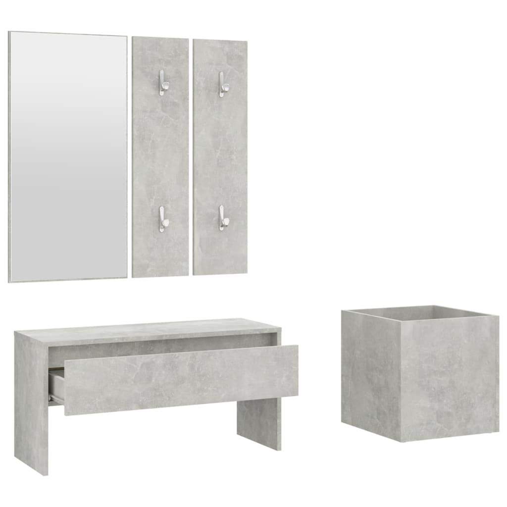 vidaXL Hallway Furniture Set Concrete Grey Engineered Wood