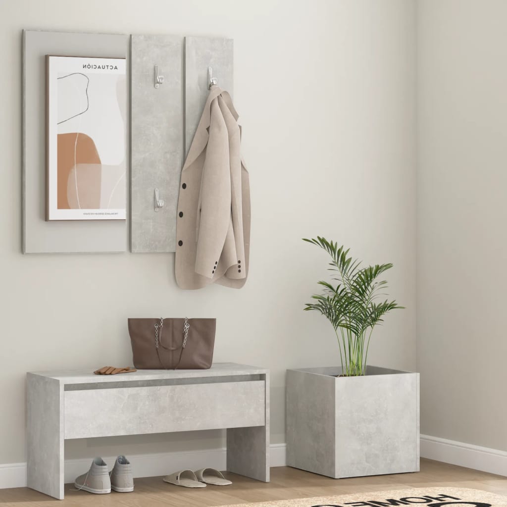 vidaXL Hallway Furniture Set Concrete Grey Engineered Wood
