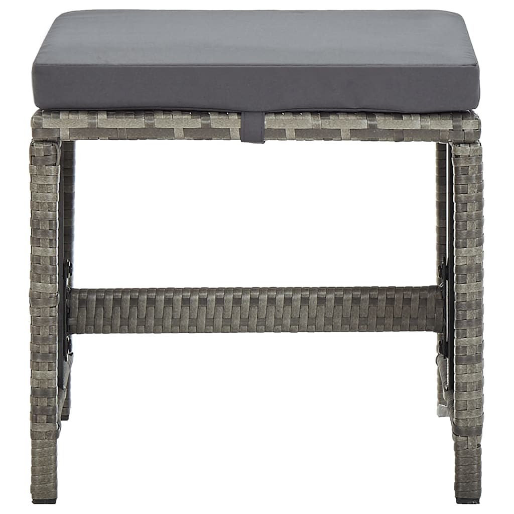 vidaXL Garden Stools 4 pcs with Cushions Poly Rattan Grey