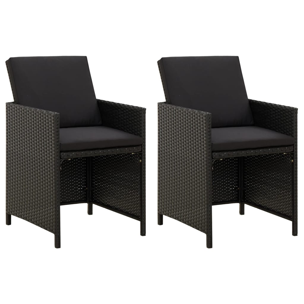 vidaXL 4 Piece Garden Chair and Stool Set Poly Rattan Black