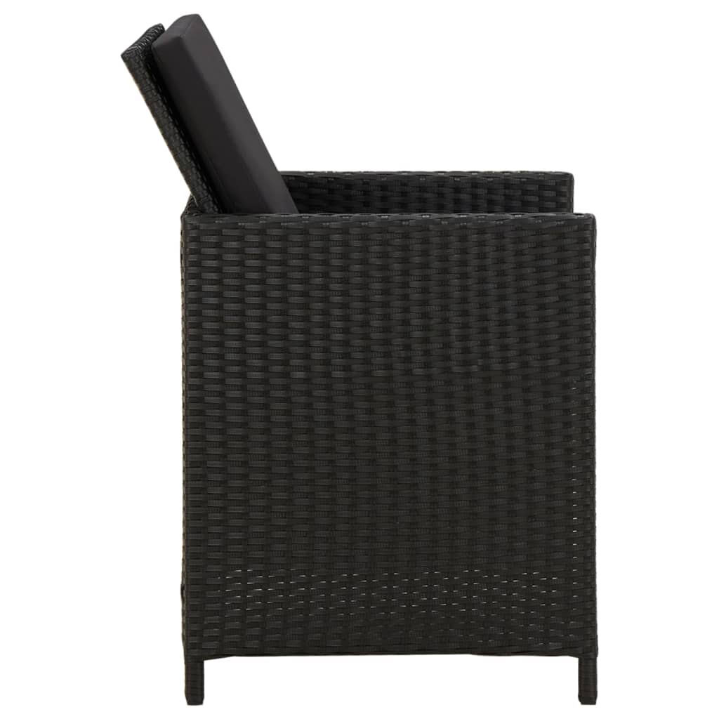 vidaXL 4 Piece Garden Chair and Stool Set Poly Rattan Black