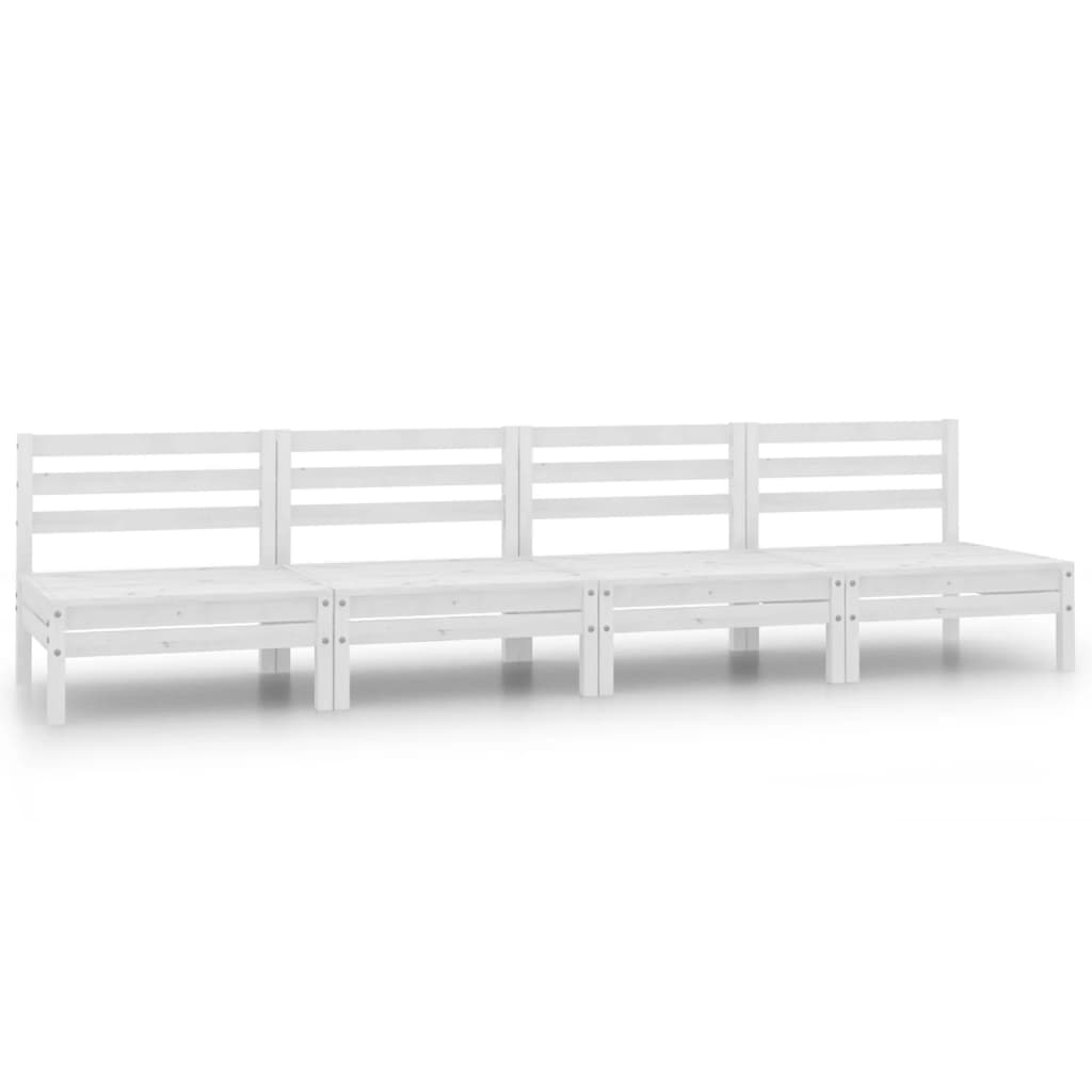 vidaXL 4 Piece Garden Lounge Set White Solid Wood Pine