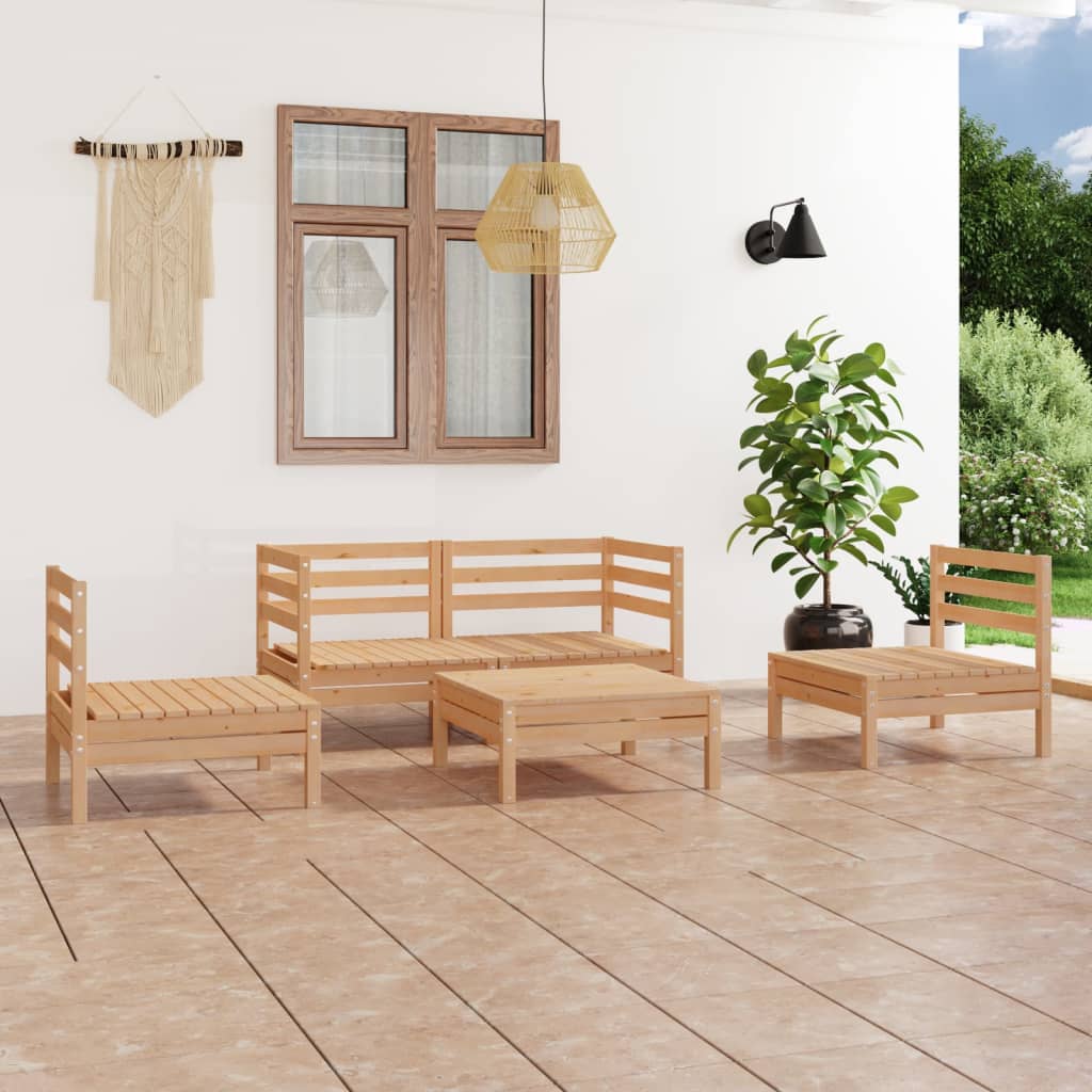 vidaXL 5 Piece Garden Lounge Set Solid Pinewood