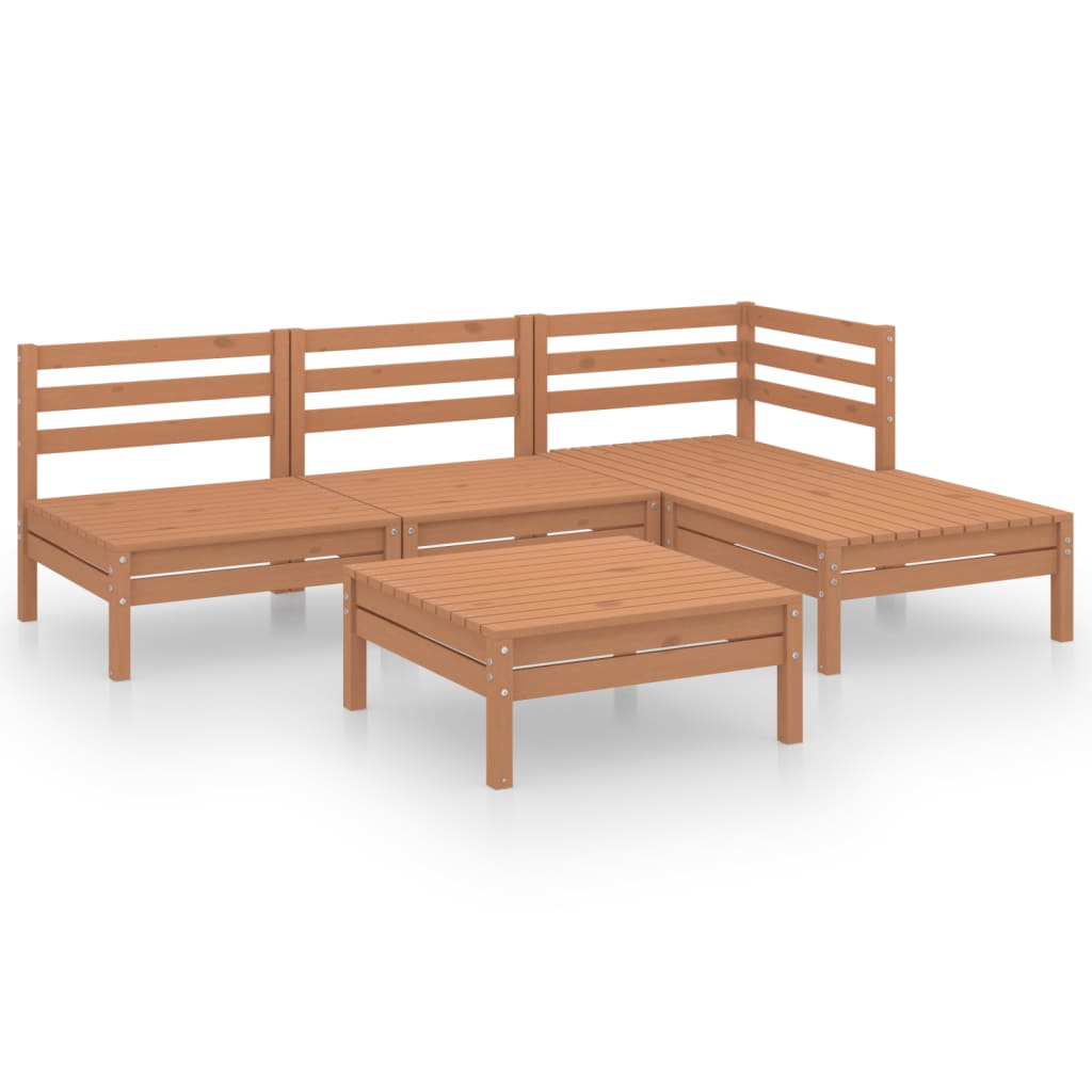 vidaXL 5 Piece Garden Lounge Set Solid Pinewood Honey Brown