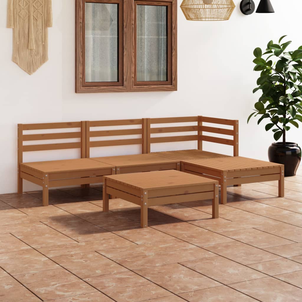 vidaXL 5 Piece Garden Lounge Set Solid Pinewood Honey Brown