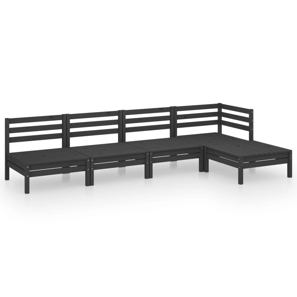 vidaXL 5 Piece Garden Lounge Set Solid Pinewood Black