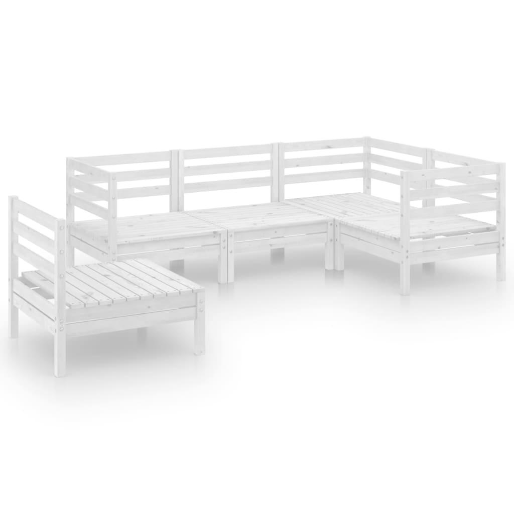 vidaXL 5 Piece Garden Lounge Set Solid Pinewood White