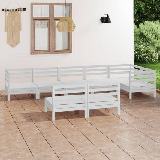 vidaXL 8 Piece Garden Lounge Set Solid Pinewood White