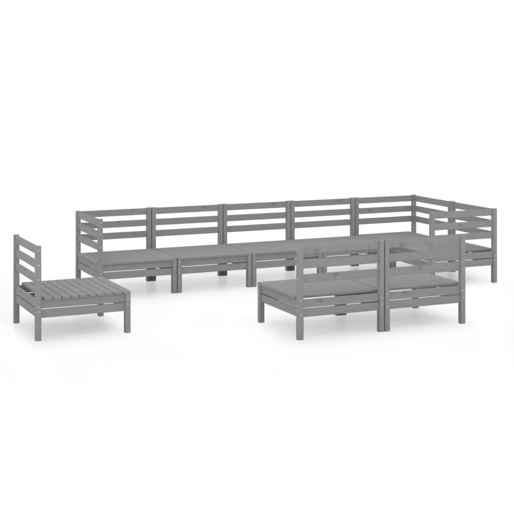 vidaXL 9 Piece Garden Lounge Set Solid Pinewood Grey
