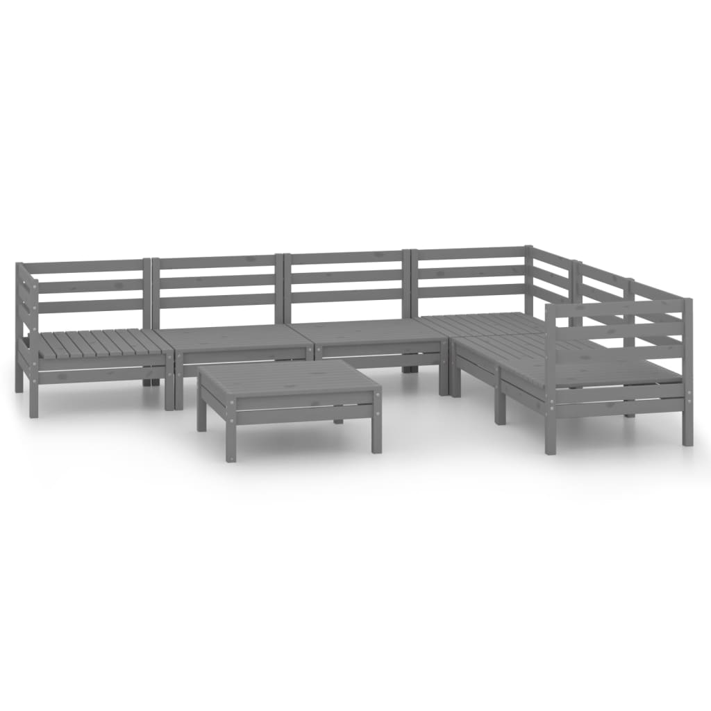 vidaXL 7 Piece Garden Lounge Set Solid Pinewood Grey