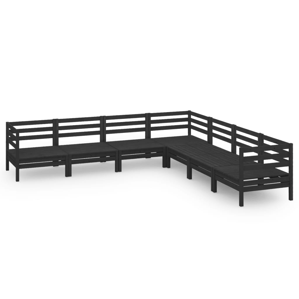 vidaXL 7 Piece Garden Lounge Set Solid Pinewood Black