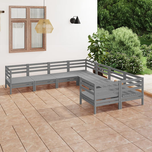 vidaXL 8 Piece Garden Lounge Set Solid Pinewood Grey