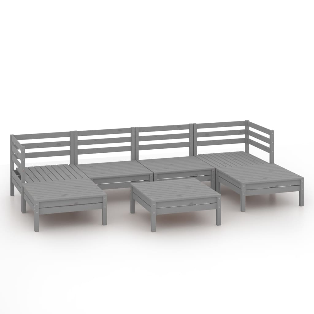 vidaXL 7 Piece Garden Lounge Set Grey Solid Pinewood