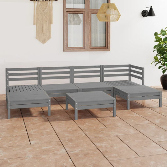 vidaXL 7 Piece Garden Lounge Set Grey Solid Pinewood