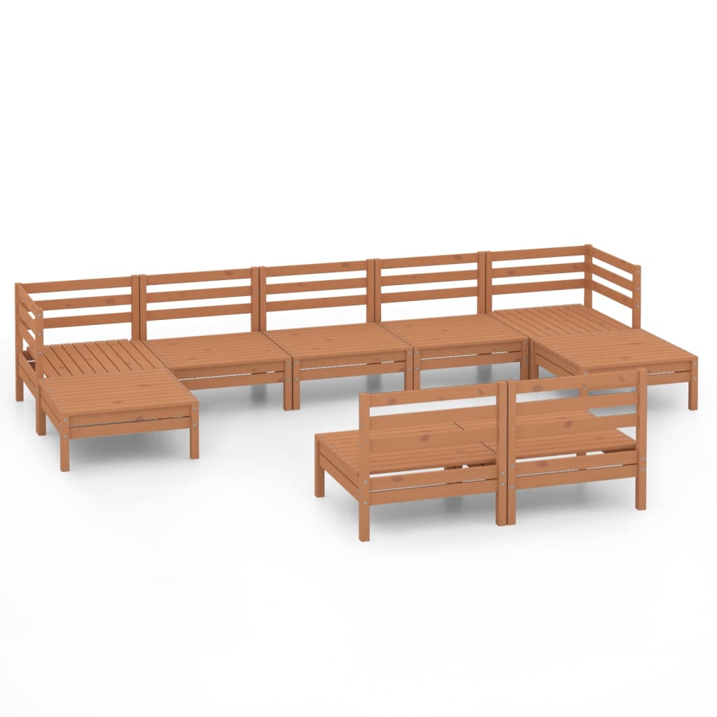 vidaXL 9 Piece Garden Lounge Set Honey Brown Solid Pinewood