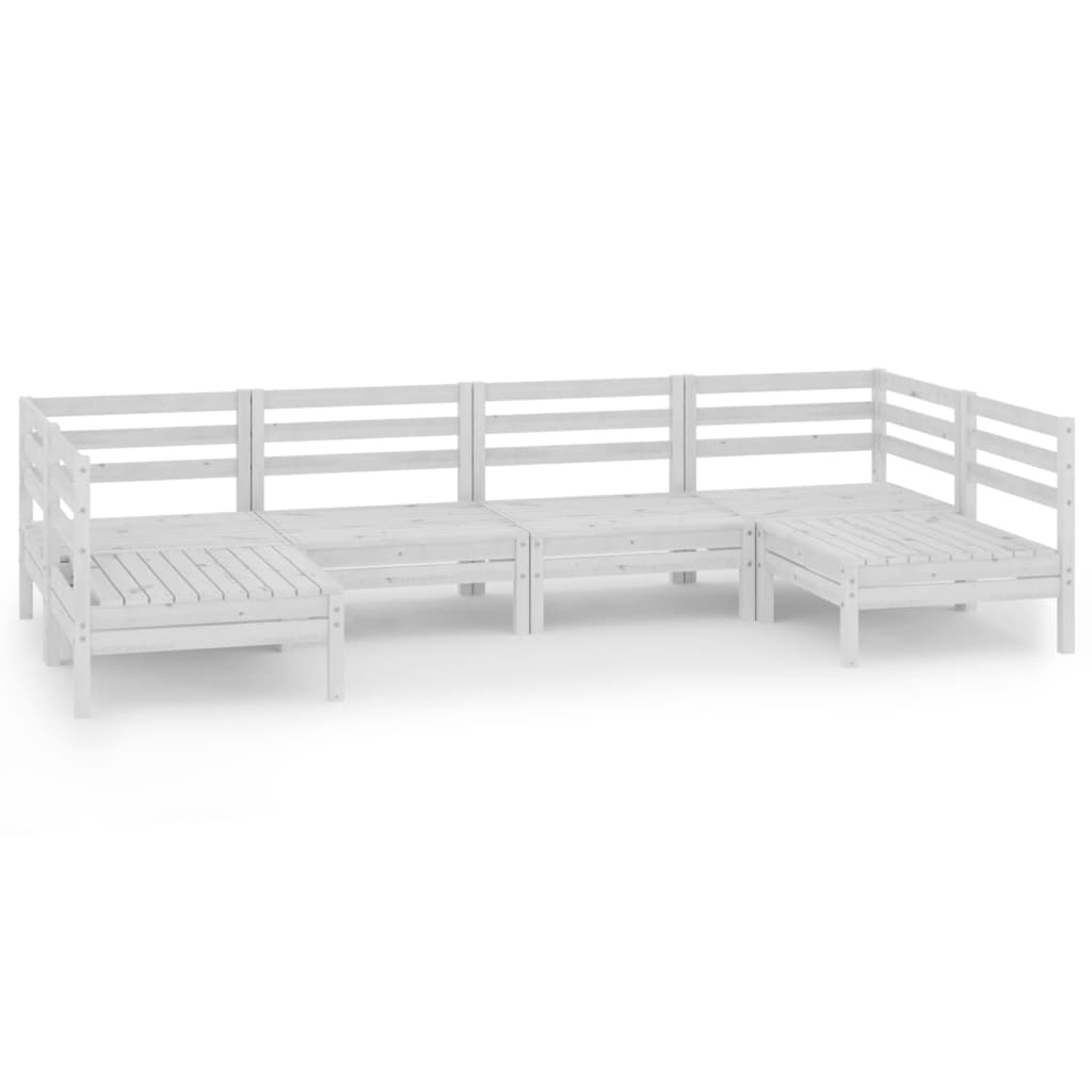 vidaXL 6 Piece Garden Lounge Set White Solid Pinewood