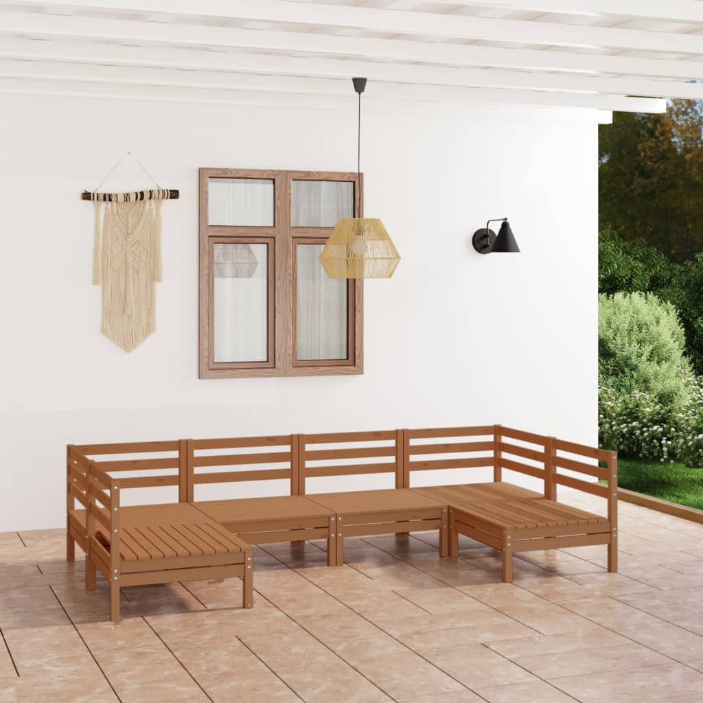 vidaXL 6 Piece Garden Lounge Set Honey Brown Solid Pinewood