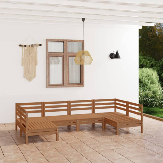 vidaXL 6 Piece Garden Lounge Set Honey Brown Solid Pinewood