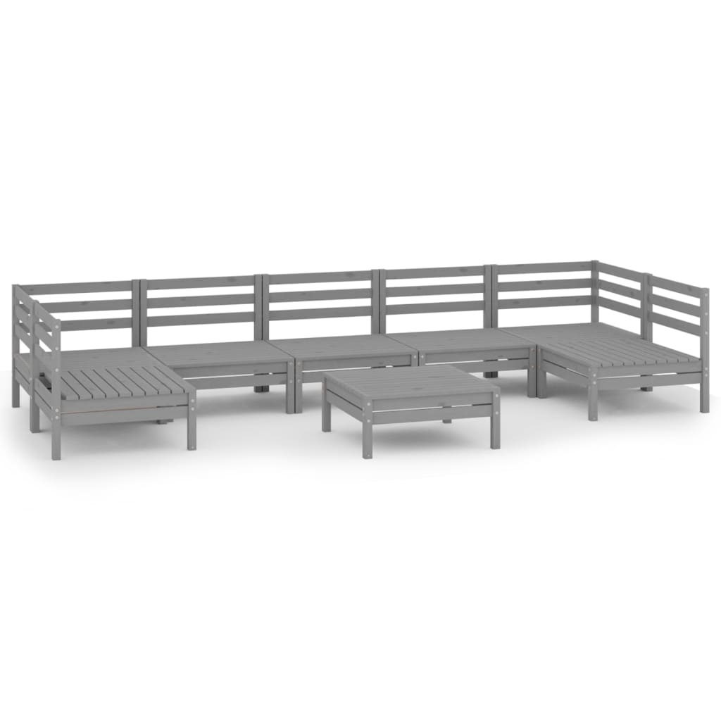 vidaXL 8 Piece Garden Lounge Set Grey Solid Pinewood