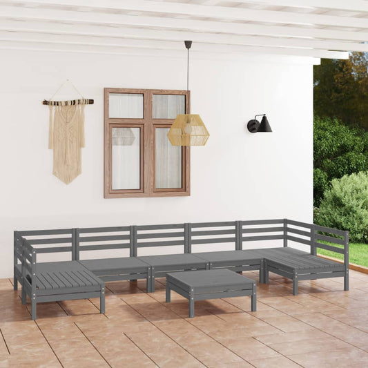vidaXL 8 Piece Garden Lounge Set Grey Solid Pinewood