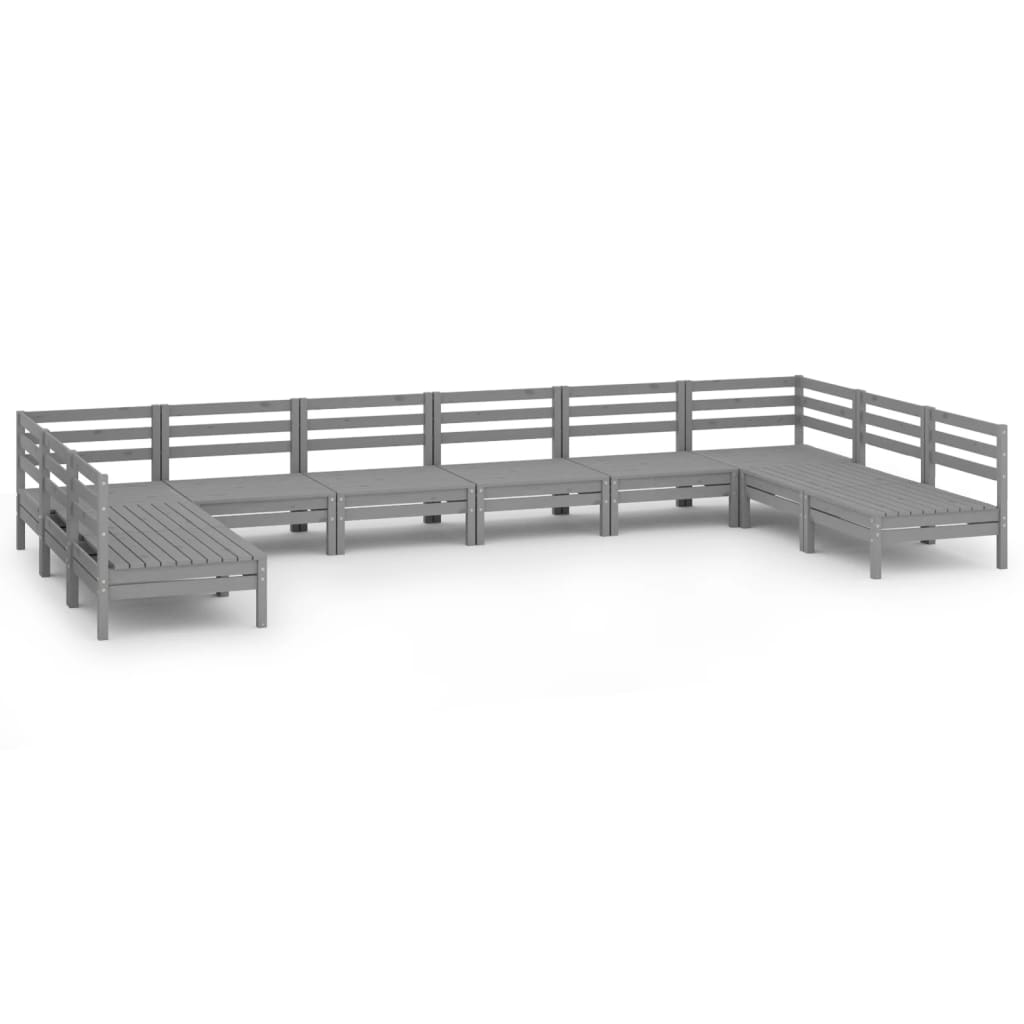 vidaXL 10 Piece Garden Lounge Set Grey Solid Pinewood