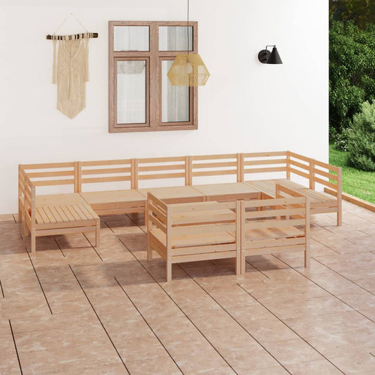vidaXL 10 Piece Garden Lounge Set Solid Pinewood