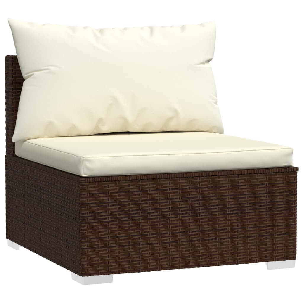 vidaXL 4-Seater Sofa with Cushions Brown Poly Rattan