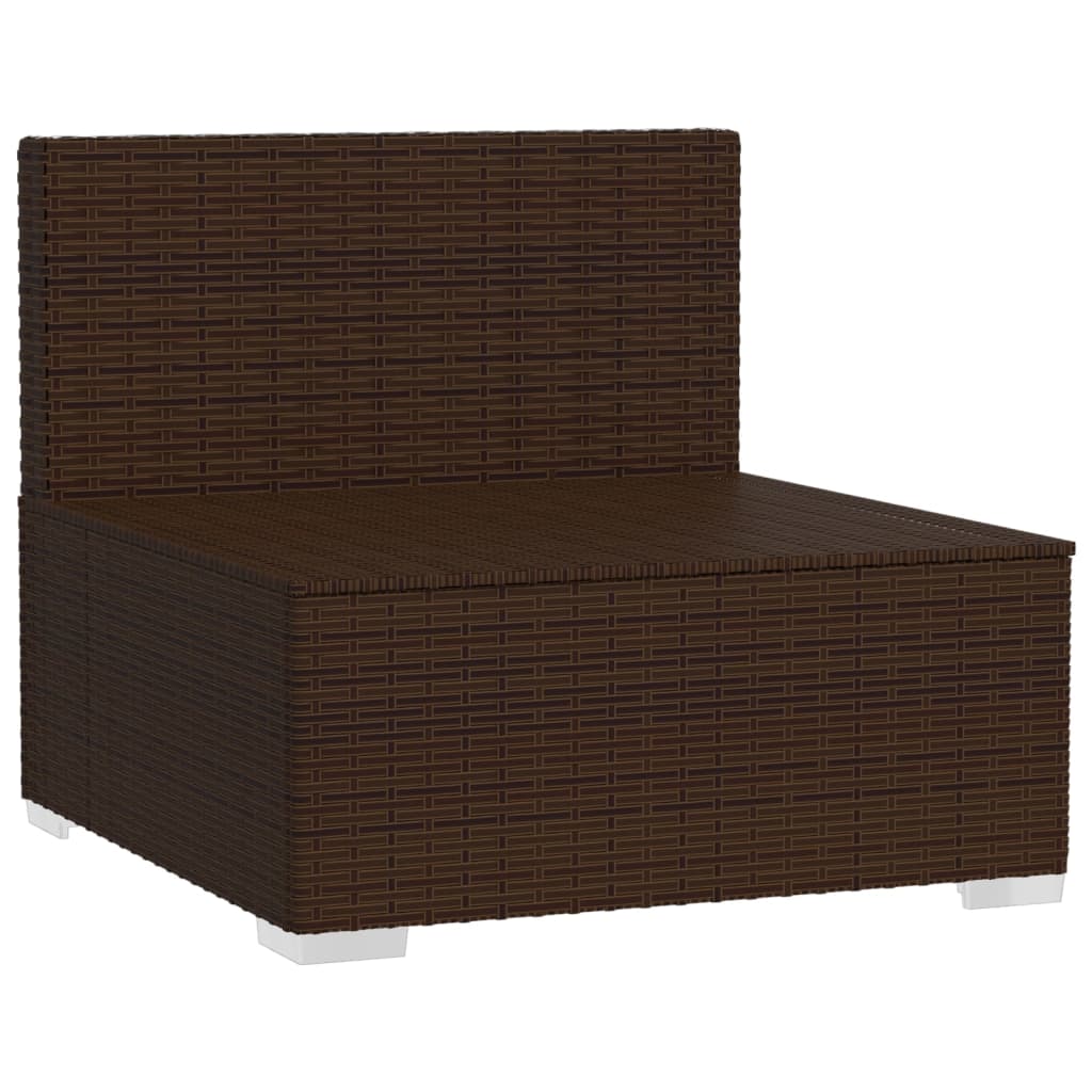 vidaXL 4-Seater Sofa with Cushions Brown Poly Rattan