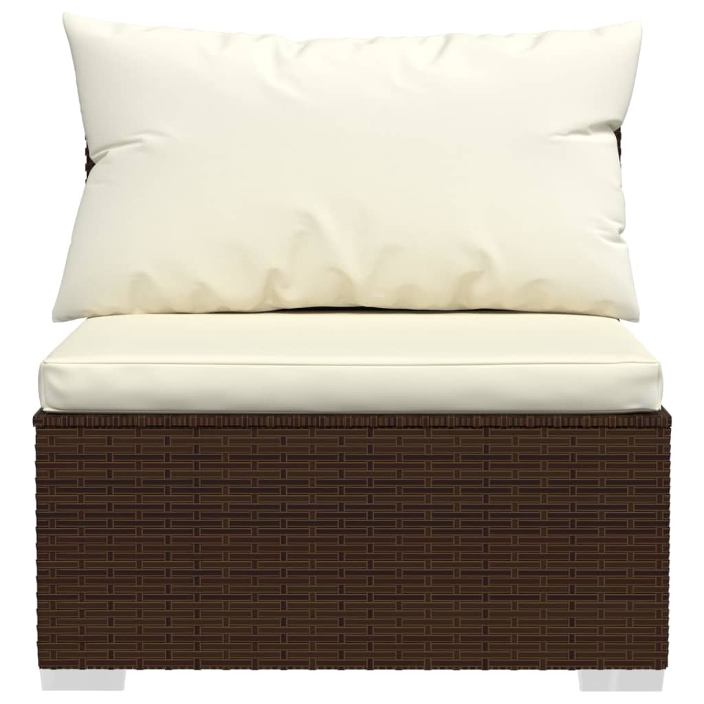 vidaXL 4-Seater Sofa with Cushions Brown Poly Rattan