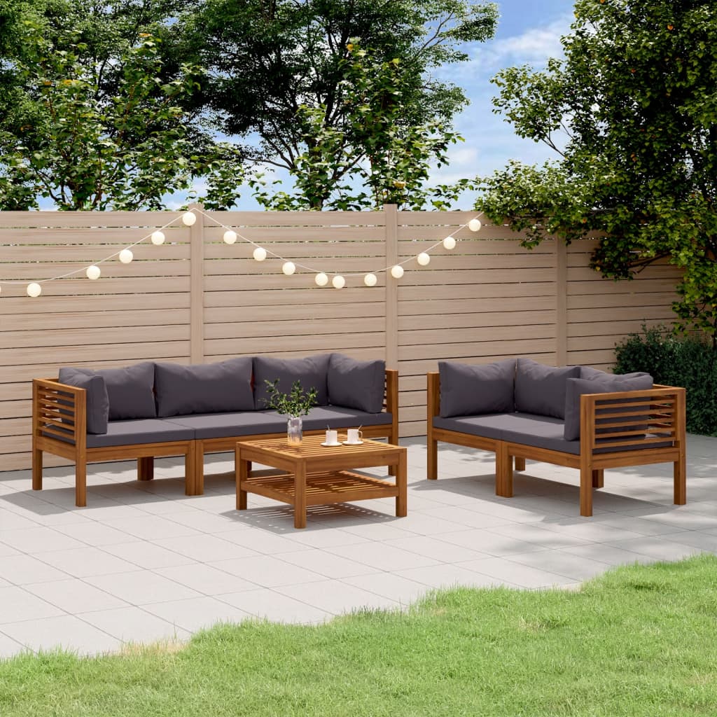 vidaXL 6 Piece Garden Lounge Set with Cushion Solid Acacia Wood
