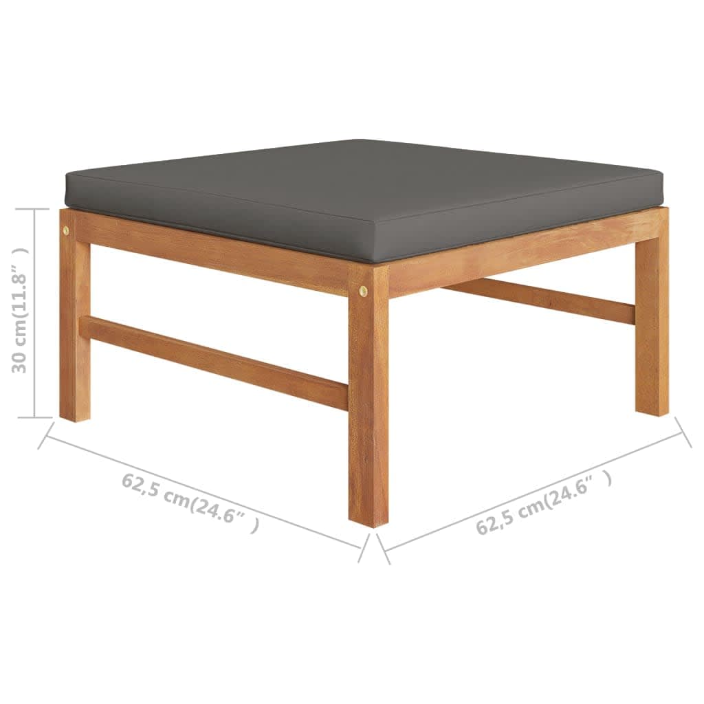 vidaXL 11 Piece Garden Lounge Set with Grey Cushions Solid Teak Wood