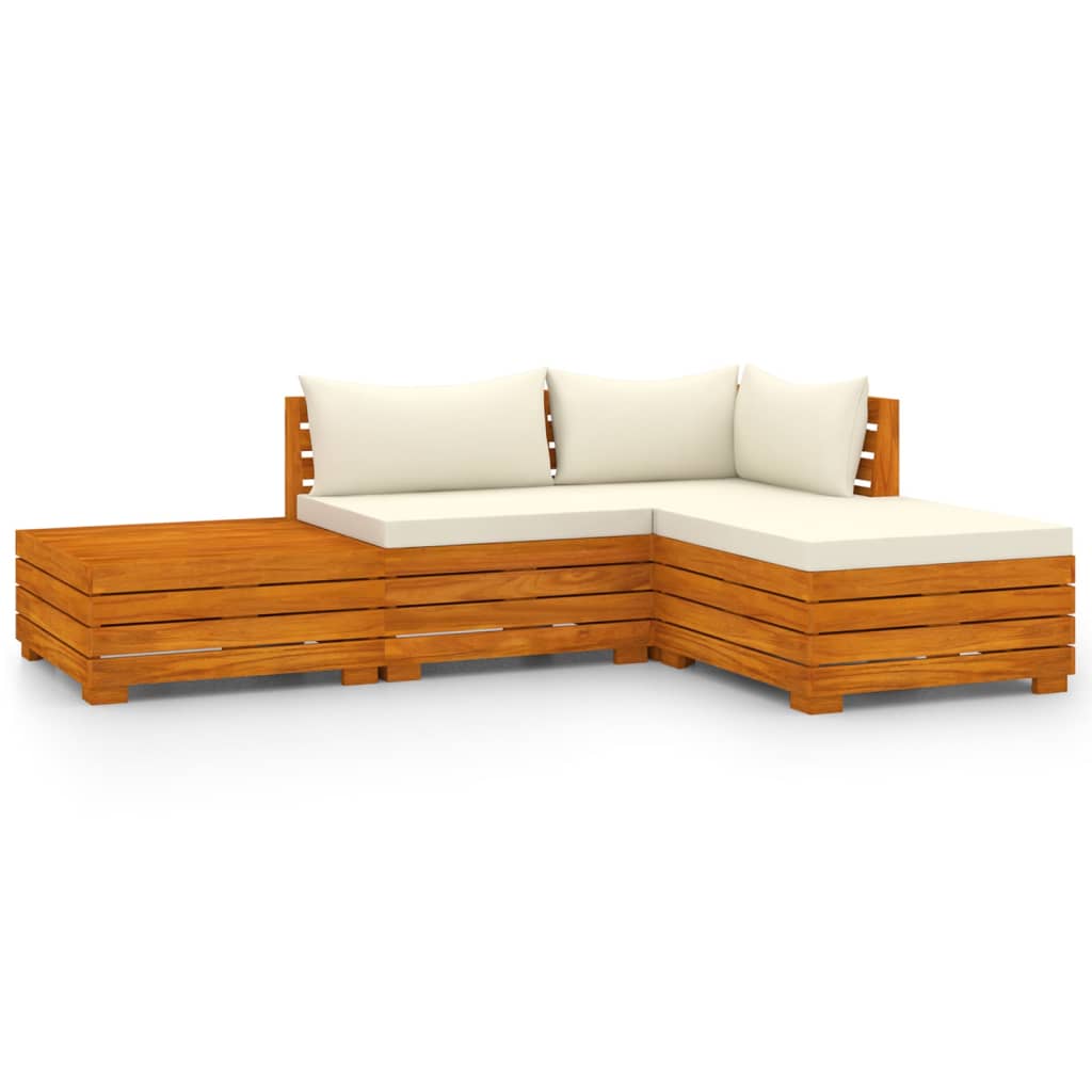 vidaXL 4 Piece Garden Lounge Set with Cushions Solid Acacia Wood