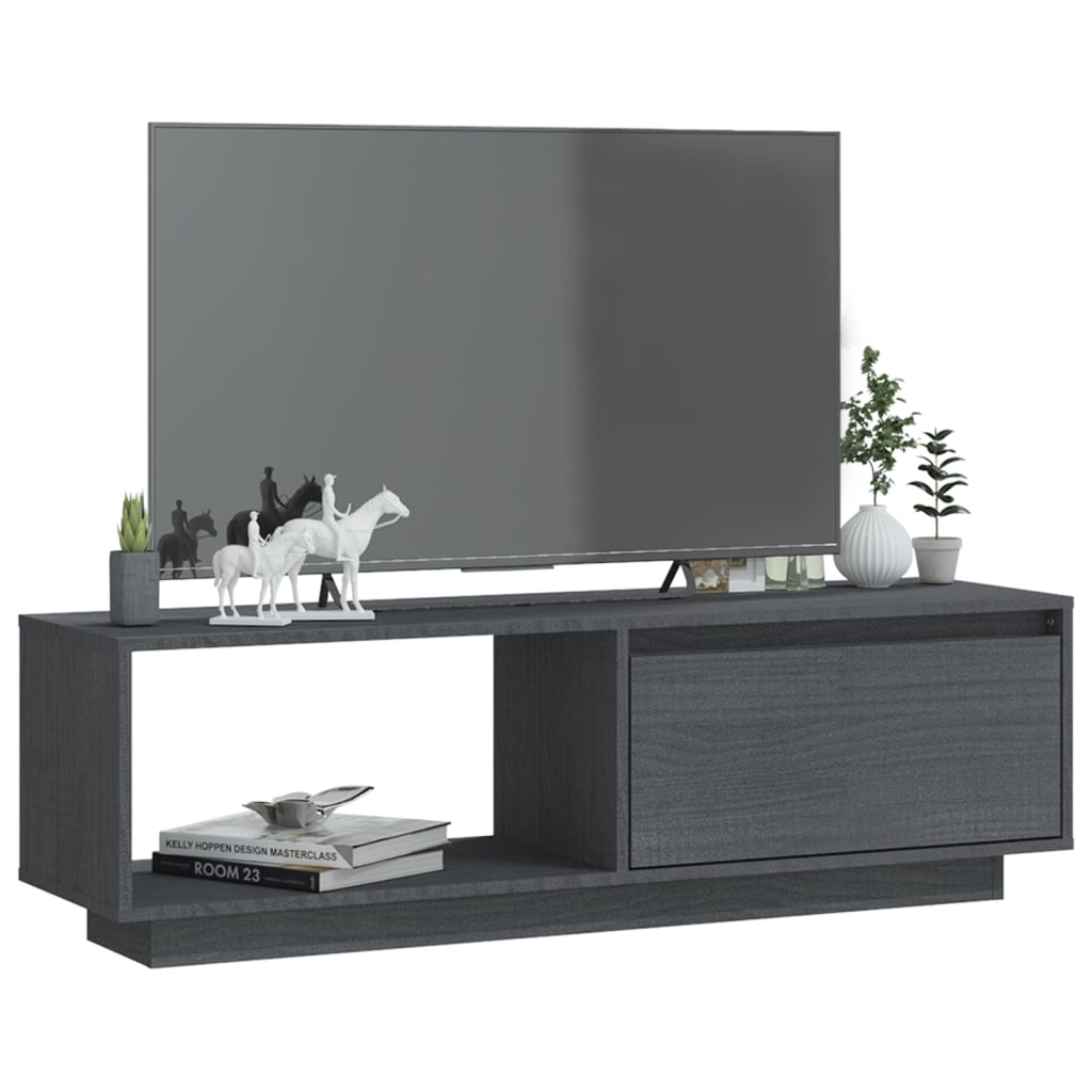 vidaXL TV Cabinet Grey 110x30x33.5 cm Solid Pinewood