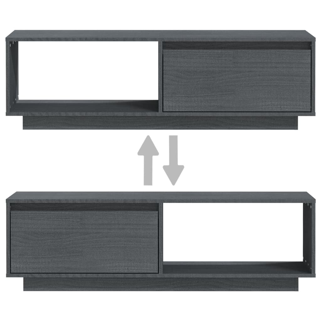 vidaXL TV Cabinet Grey 110x30x33.5 cm Solid Pinewood