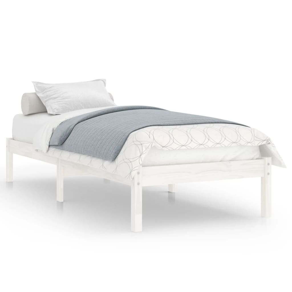 vidaXL Bed Frame without Mattress White Solid Wood 90x190 cm