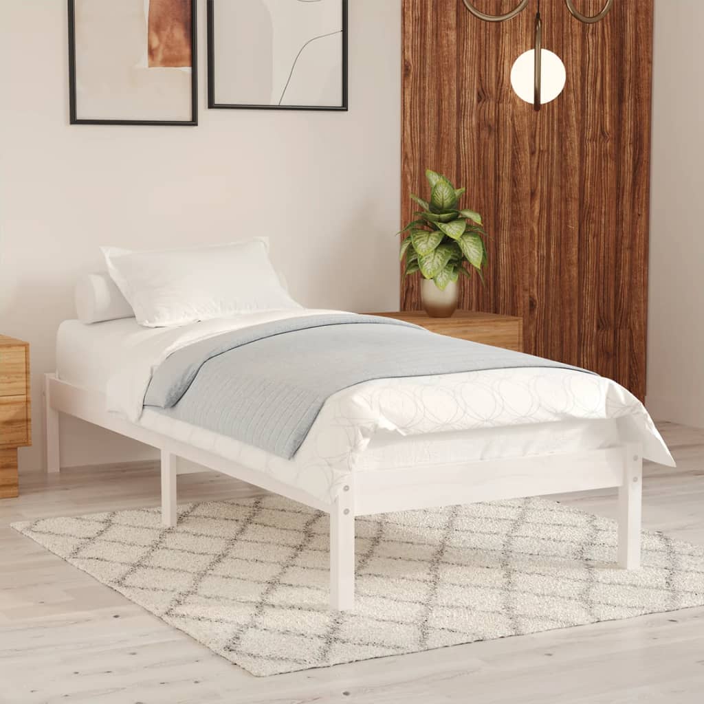 vidaXL Bed Frame without Mattress White Solid Wood 90x190 cm