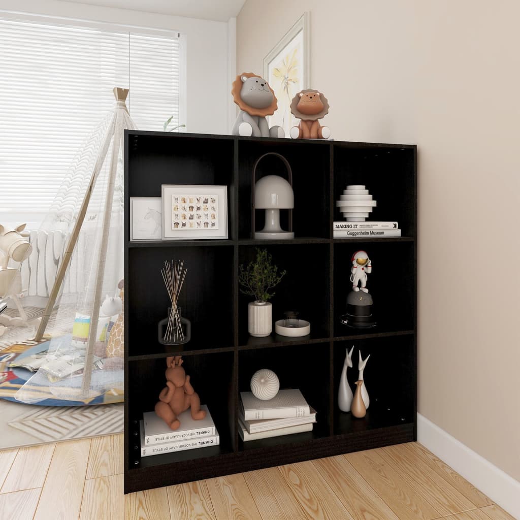 vidaXL Book Cabinet/Room Divider Black 104x33.5x110 cm Solid Pinewood