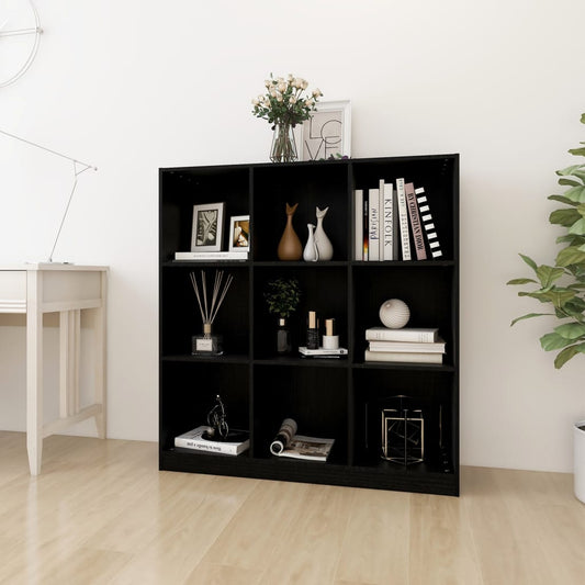 vidaXL Book Cabinet/Room Divider Black 104x33.5x110 cm Solid Pinewood