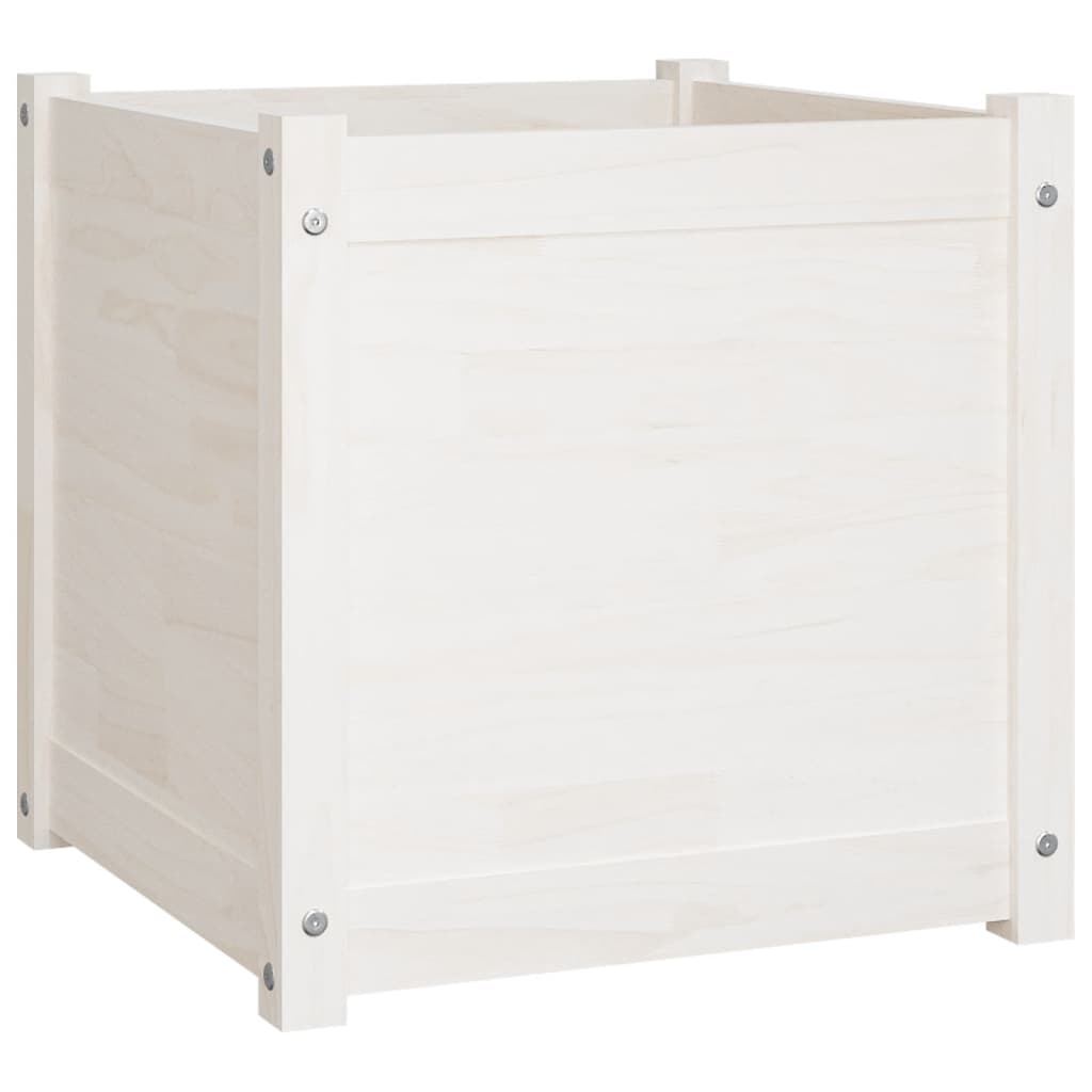 vidaXL Garden Planters 2 pcs White 50x50x50 cm Solid Pinewood
