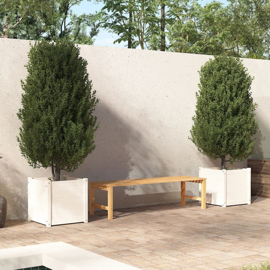 vidaXL Garden Planters 2 pcs White 50x50x50 cm Solid Pinewood