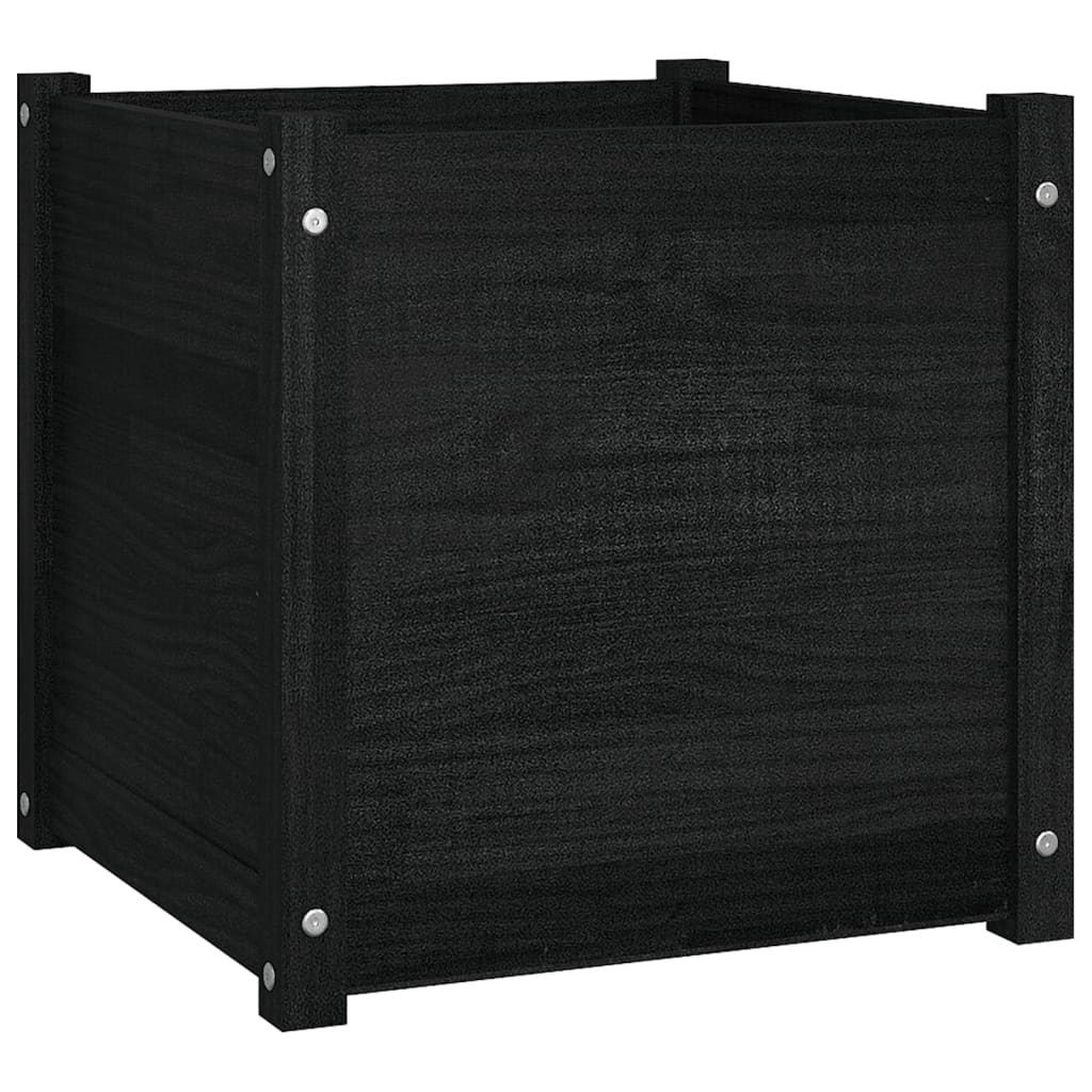 vidaXL Garden Planter Black 50x50x50 cm Solid Pinewood