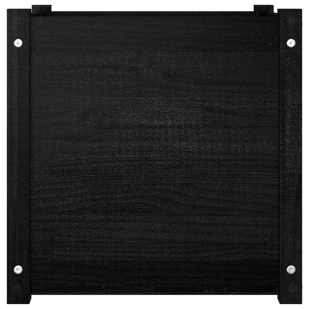 vidaXL Garden Planter Black 50x50x50 cm Solid Pinewood