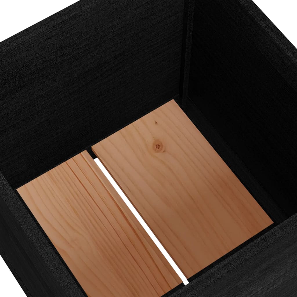 vidaXL Garden Planter Black 50x50x50 cm Solid Pinewood