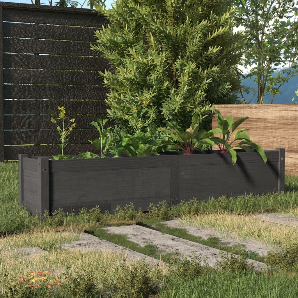 vidaXL Garden Raised Bed Grey 150x31x31 cm Solid Pinewood