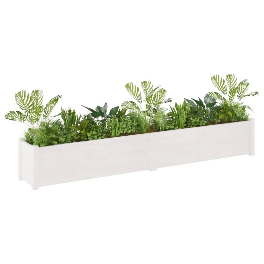 vidaXL Garden Planters 2 pcs White 200x31x31 cm Solid Pinewood