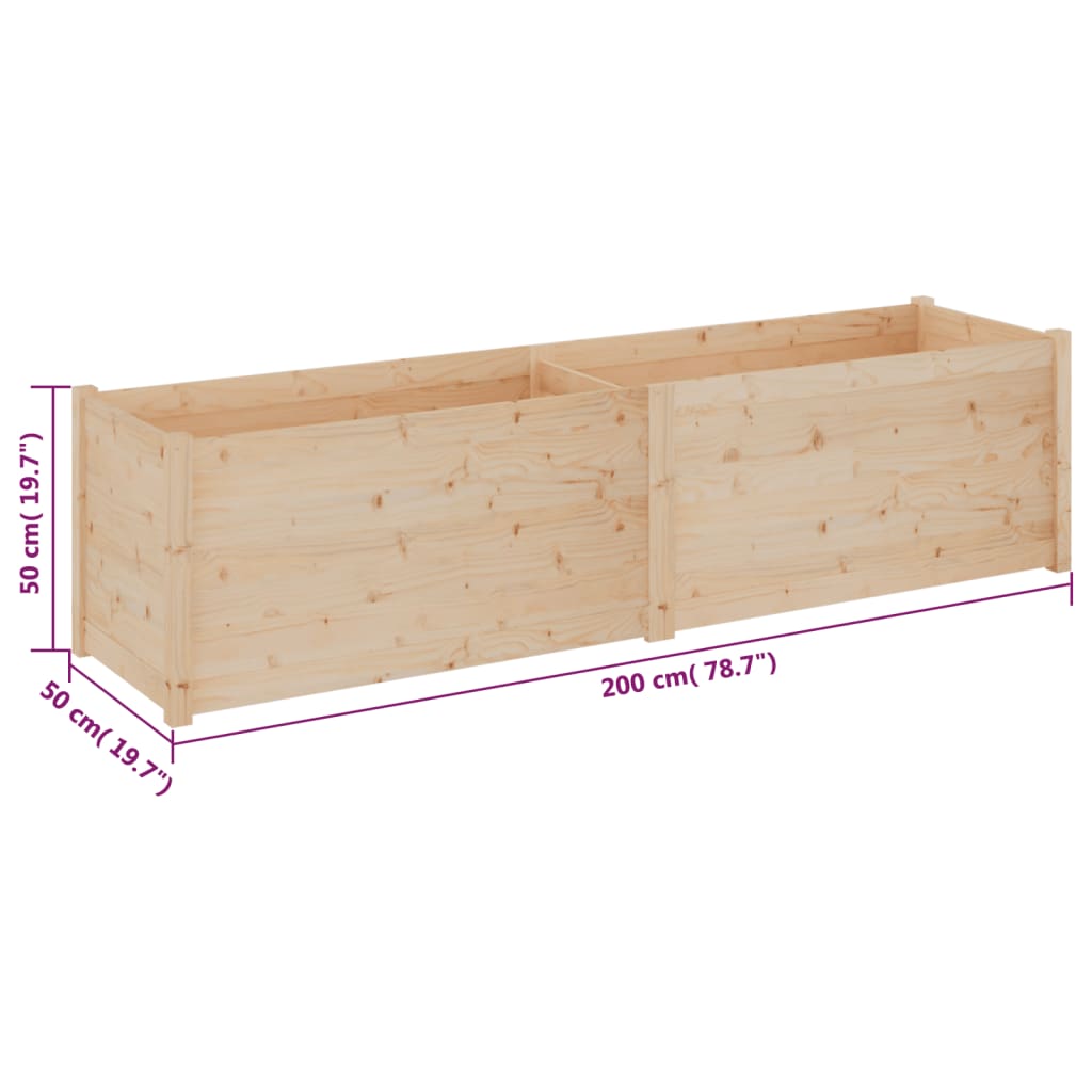 vidaXL Garden Planter 200x50x50 cm Solid Pinewood