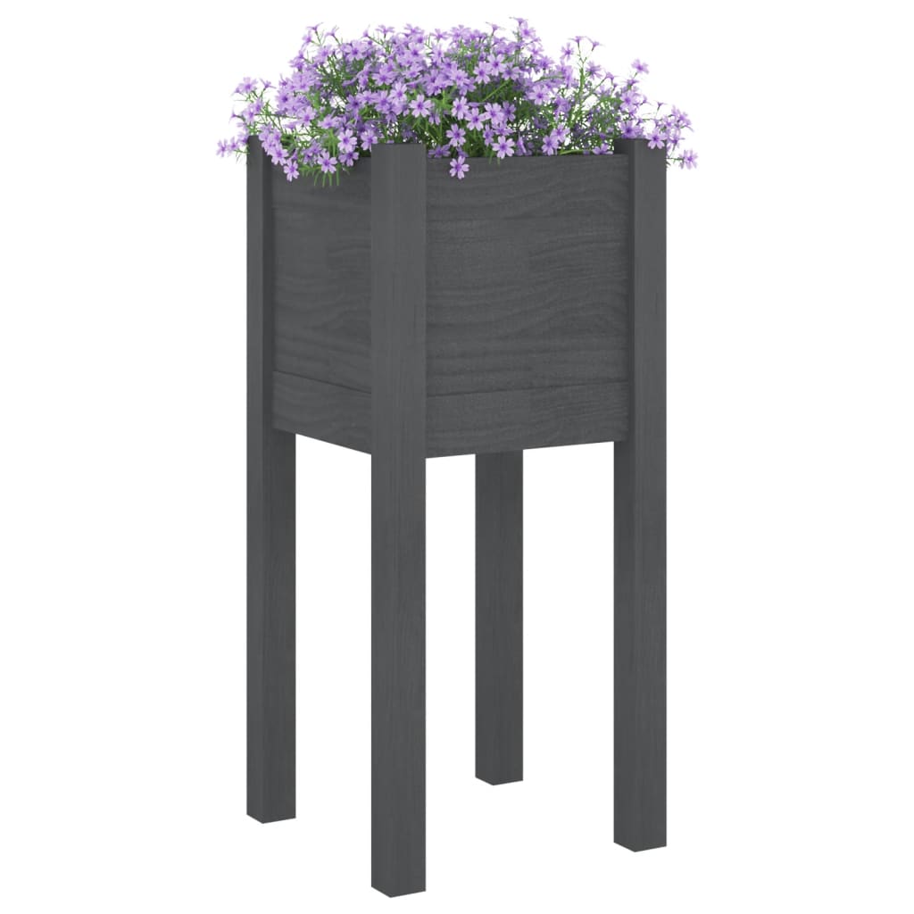 vidaXL Garden Planter Grey 31x31x70 cm Solid Pinewood