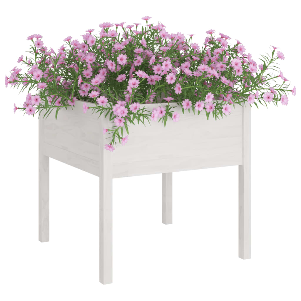 vidaXL Garden Planter White 70x70x70 cm Solid Pinewood